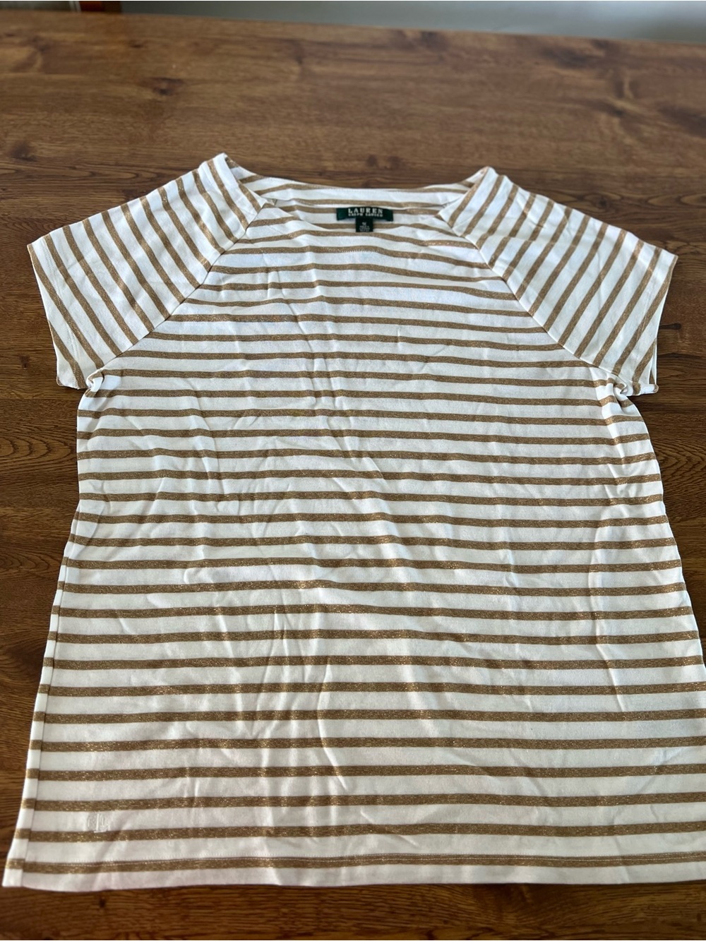 Womens Lauren Ralph Lauren Striped Metallic T-Shirt Size 1X